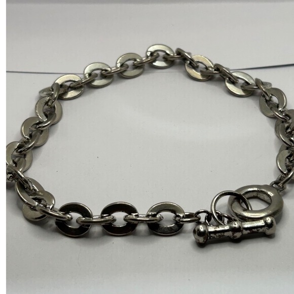 Men's Chunky Chain Necklace Silver Tone Toggle Clasp Statement Industrial 34" - Picture 6 of 8